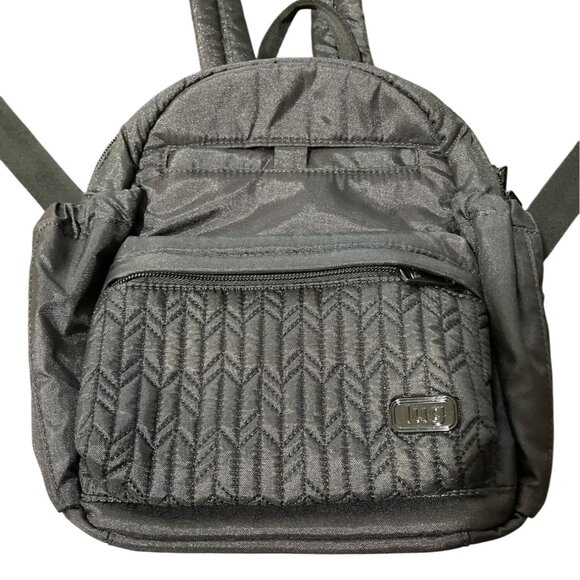 Lug Mini Orbit Quilted Nylon Backpack Black Iridescent Adjustable Straps - Picture 2 of 6